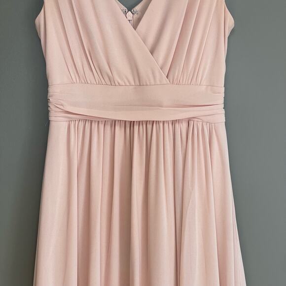 Lulus Thoughts of Hue Blush Surplice Maxi Dress Small Bridesmaid Light Pink - Picture 6 of 16